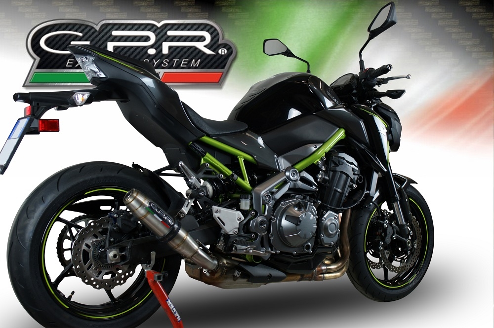 Exhaust compatible with Kawasaki Z 900 E 2017-2020, Deeptone Inox, Homologated legal slip-on exhaust including removable db killer and link pipe