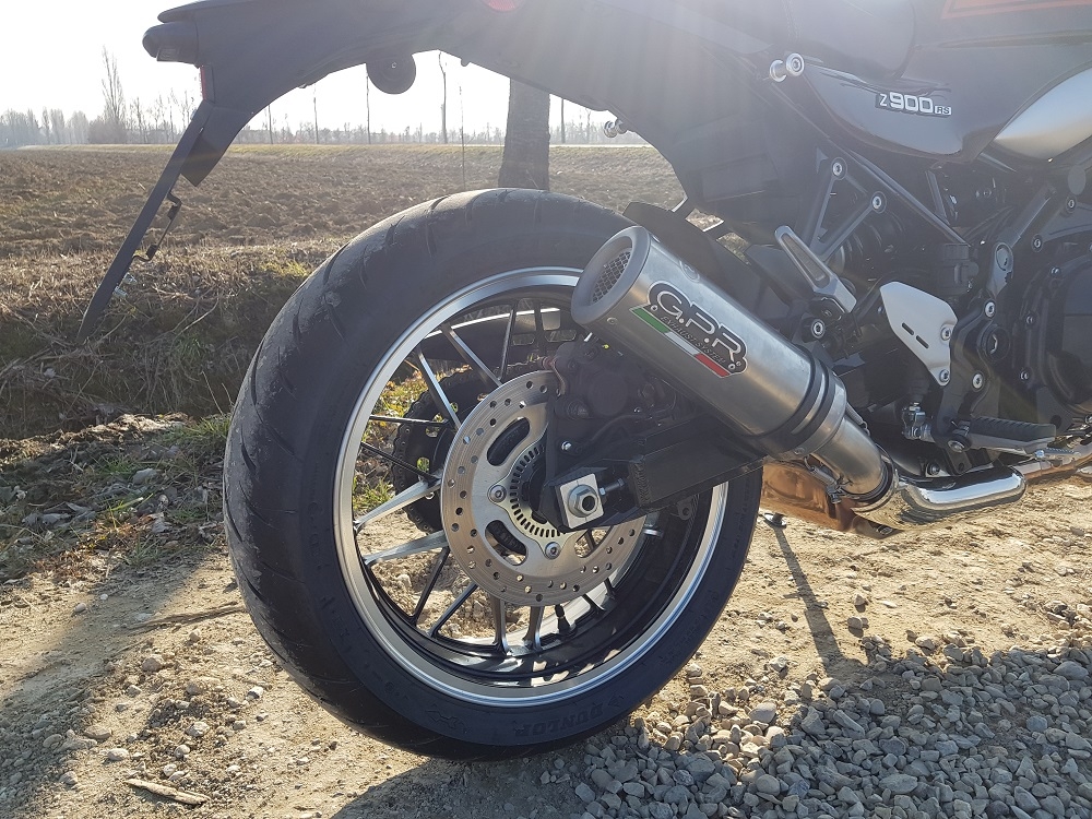 Esapament GPR compatibil cu Kawasaki Z 900 RS 2018 Evacuare slip-on omologata, inclusiv db killer detașabil și cot de legătură,M3 Inox 