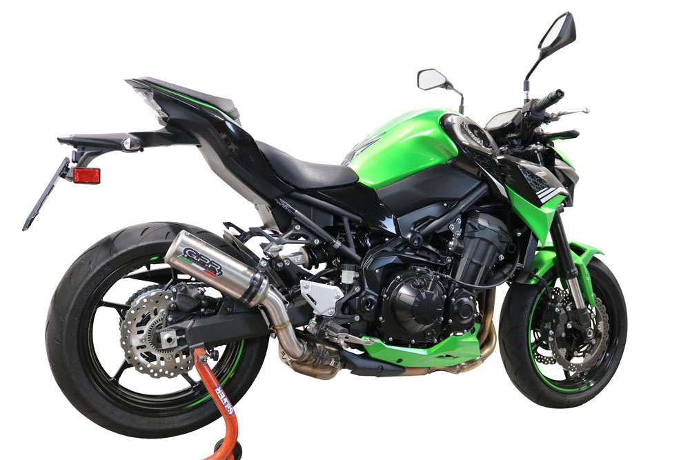 Esapament GPR compatibil cu Kawasaki Z 900 2021 Evacuare slip-on omologata, inclusiv db killer detașabil și cot de legătură,M3 Inox 