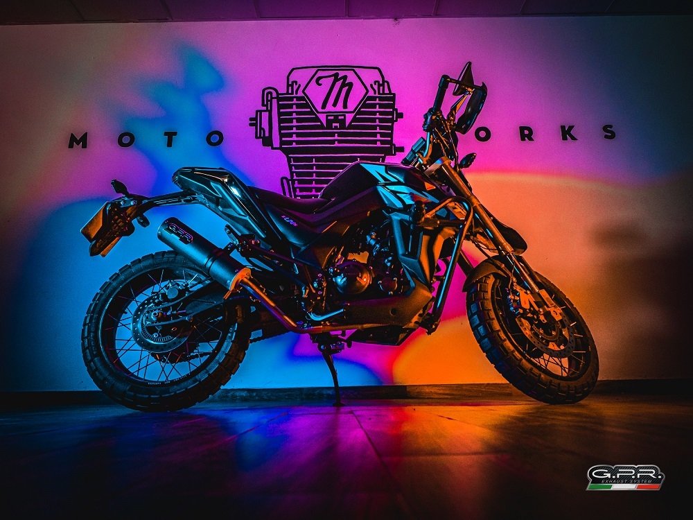 Exhaust compatible with Zontes Zt 125 G1 - U - U1 - Z2 2020-2024, M3 Black Titanium, Homologated legal full system exhaust, including removable db killer and catalyst
