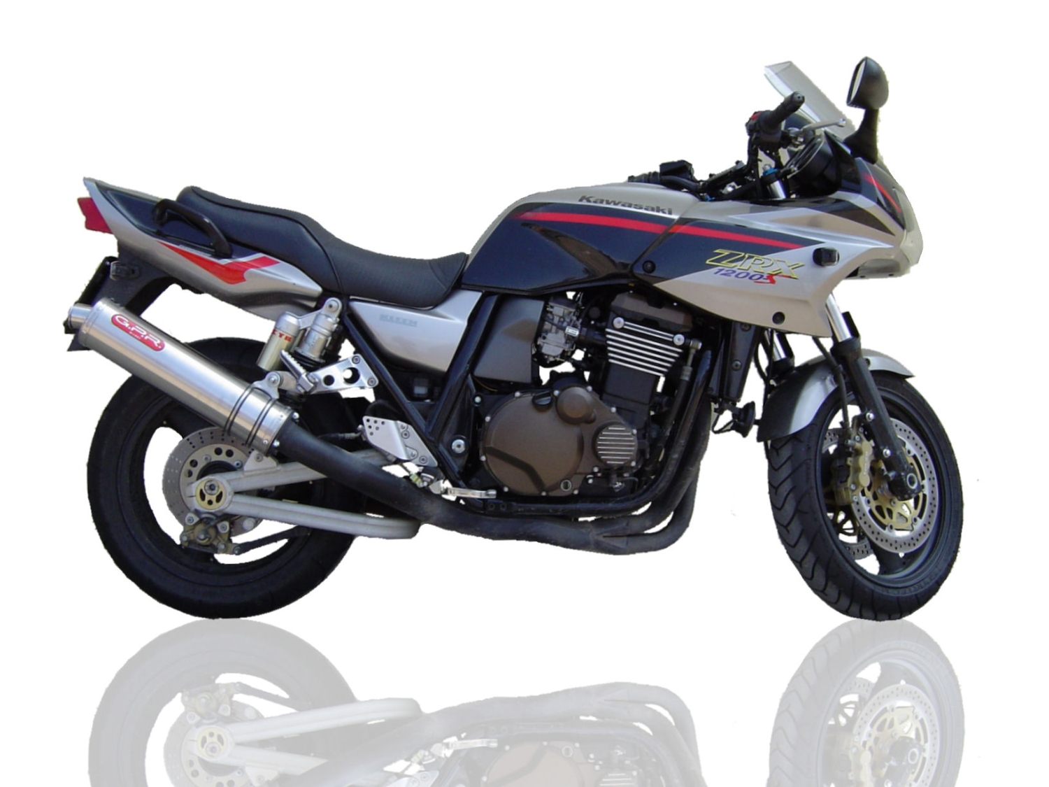 Esapament GPR compatibil cu Kawasaki Zrx-1200 2002 Amortizor de zgomot cu bolt-on omologat, inclusiv db killer detașabil,Inox Tondo