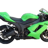 Exhaust compatible with Kawasaki Zx-6R 2007-2008, Tiburon Titanium, Homologated legal slip-on exhaust including removable db killer and link pipe