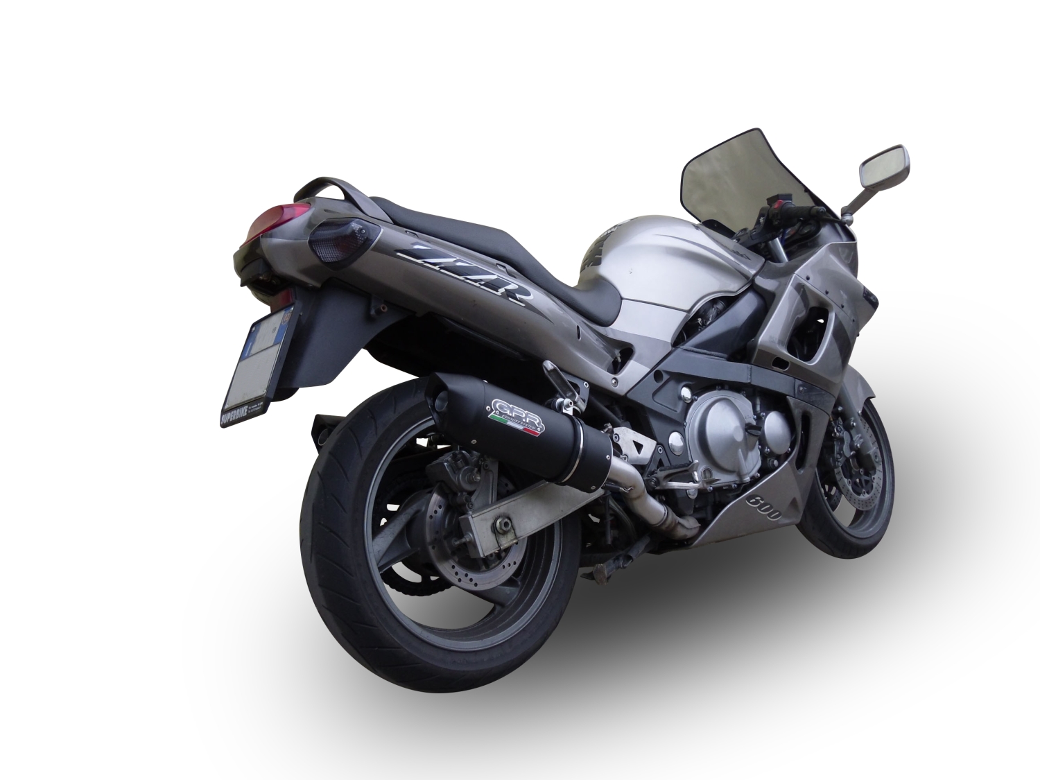 Esapament GPR compatibil cu Kawasaki Zzr 600 2002 Evacuare cu dublă omologare legală, inclusiv db killers și coturi de legătură detașabile,Furore Nero