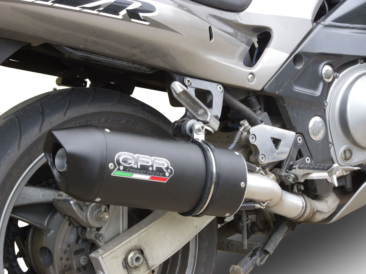 Esapament GPR compatibil cu Kawasaki Zzr 600 2002 Evacuare cu dublă omologare legală, inclusiv db killers și coturi de legătură detașabile,Furore Nero
