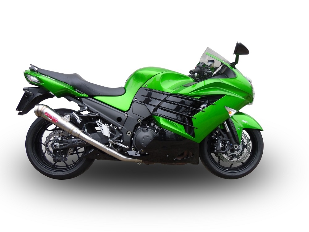 Esapament GPR compatibil cu Kawasaki Zzr 1400 2012 Evacuare cu dublă omologare legală, inclusiv db killers și coturi de legătură detașabile,Powercone Evo