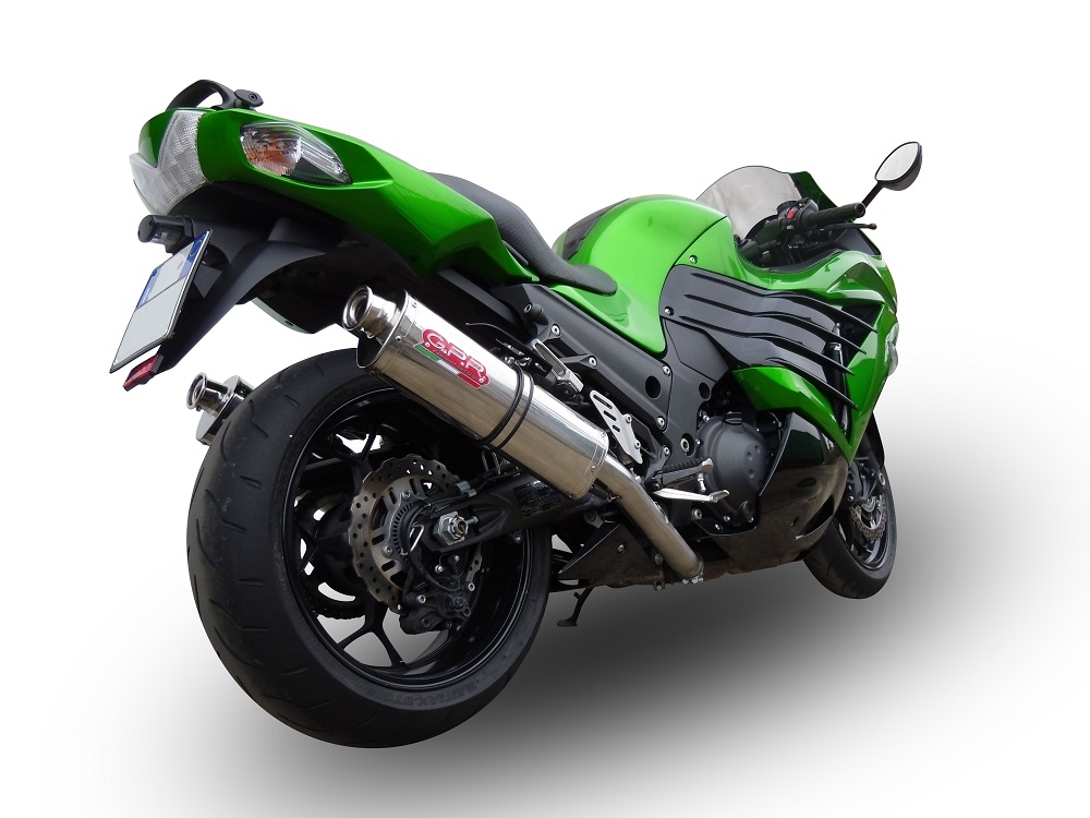 Esapament GPR compatibil cu Kawasaki Zzr 1400 2017 Evacuare cu dublă omologare legală, inclusiv db killers și coturi de legătură detașabile,Trioval