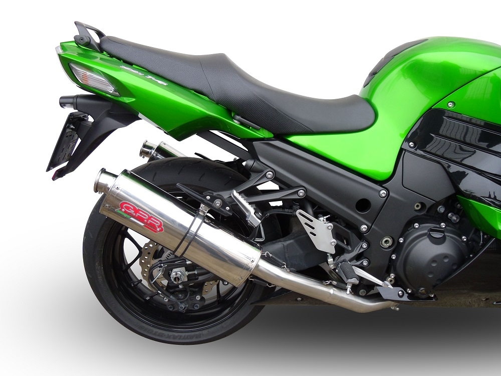 Esapament GPR compatibil cu Kawasaki Zzr 1400 2017 Evacuare cu dublă omologare legală, inclusiv db killers și coturi de legătură detașabile,Trioval