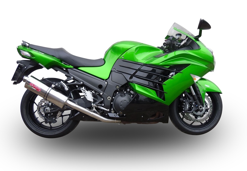 Esapament GPR compatibil cu Kawasaki Zzr 1400 2017 Evacuare cu dublă omologare legală, inclusiv db killers și coturi de legătură detașabile,Trioval