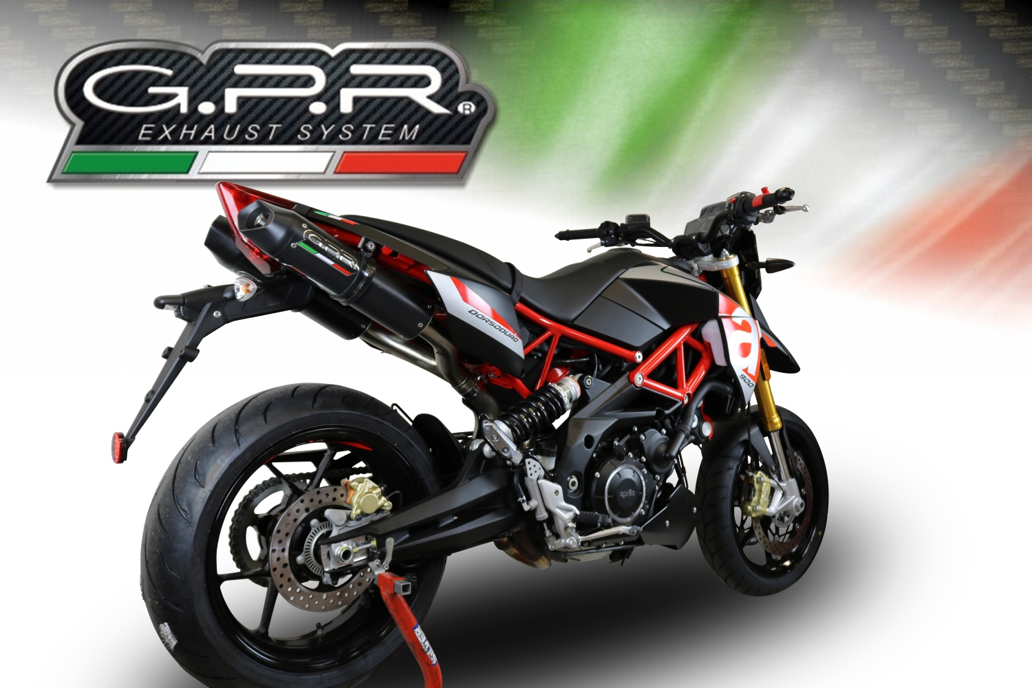 Exhaust compatible with Aprilia Dorsoduro 900 2017-2020, Furore Nero, Dual racing slip-on exhaust including link pipes