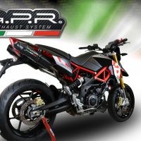 Exhaust compatible with Aprilia Dorsoduro 900 2017-2020, Furore Nero, Dual racing slip-on exhaust including link pipes