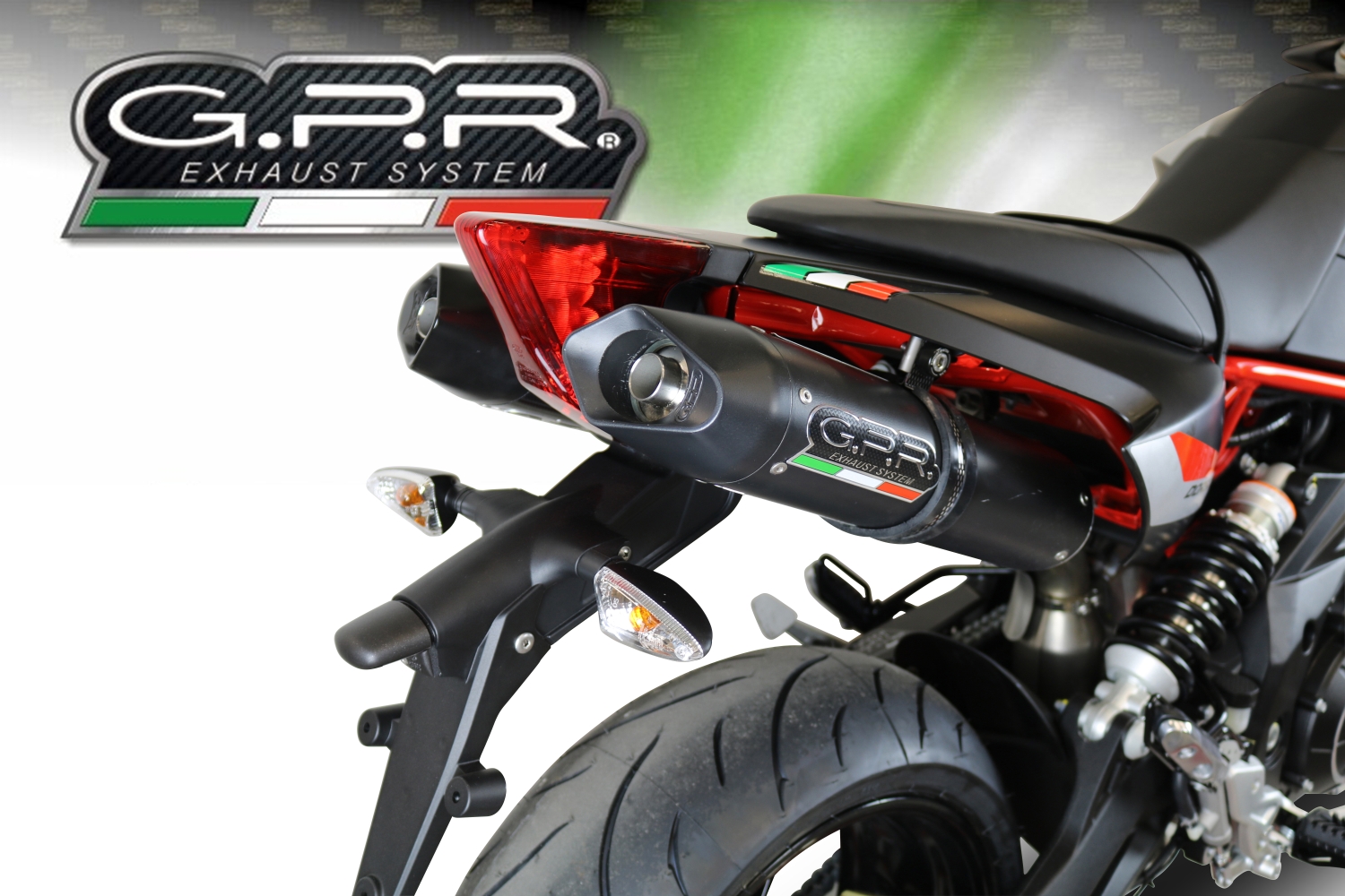 Exhaust compatible with Aprilia Dorsoduro 900 2017-2020, Furore Nero, Dual racing slip-on exhaust including link pipes