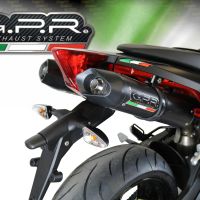 Exhaust compatible with Aprilia Dorsoduro 900 2017-2020, Furore Nero, Dual racing slip-on exhaust including link pipes