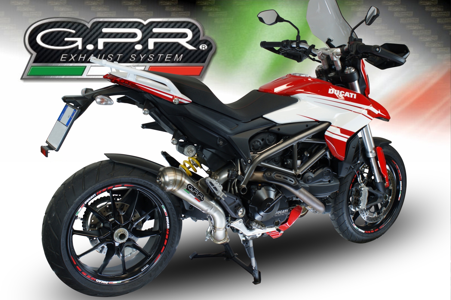 Esapament GPR compatibil cu Ducati Hyperstrada -Hypermotard 939 EURO 4  2016 Evacuare slip-on omologata, inclusiv db killer detașabil, cot de legătură și catalizator,Powercone Evo