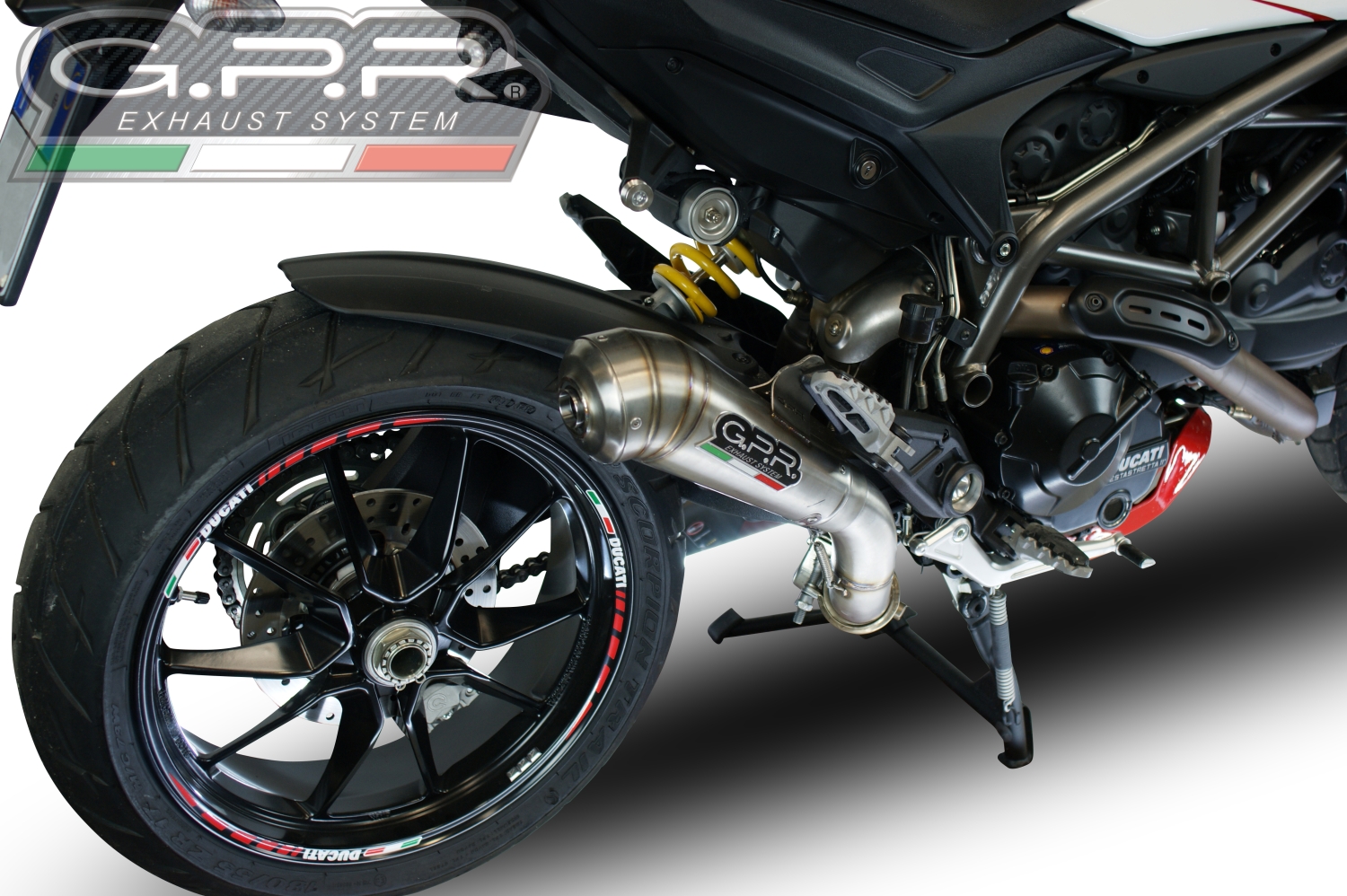Esapament GPR compatibil cu Ducati Hyperstrada -Hypermotard 939 EURO 4  2016 Evacuare slip-on omologata, inclusiv db killer detașabil, cot de legătură și catalizator,Powercone Evo