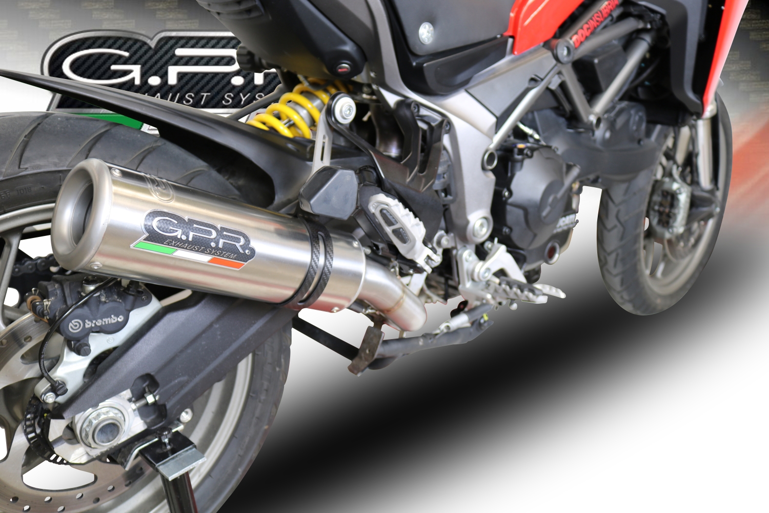 Esapament GPR compatibil cu Ducati Multistrada 950 2017  Sistem omologat legal de evacuare Mid-full, inclusiv db killer și catalizator detașabil,M3 Titanium Natural