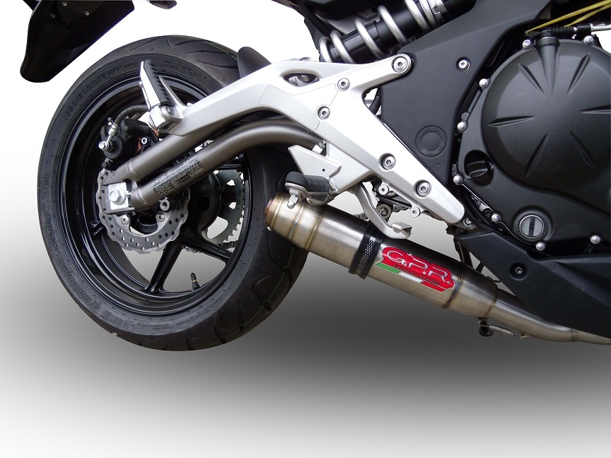 Exhaust compatible with Kawasaki Er 6 N - F 2012-2016, Deeptone Inox, Homologated legal full system exhaust, including removable db killer and catalyst