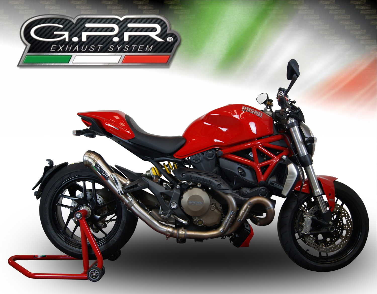 Esapament GPR compatibil cu Ducati Monster 1200 S -R  2014 Evacuare slip-on omologata, inclusiv db killer detașabil, cot de legătură și catalizator,Powercone Evo