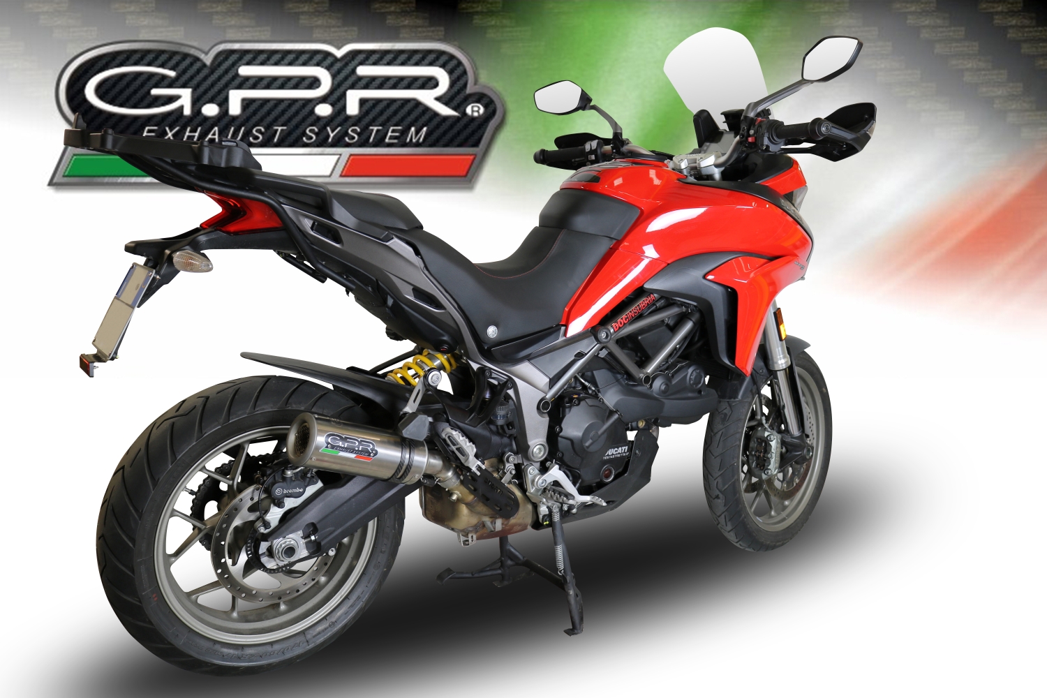 Esapament GPR compatibil cu Ducati Multistrada 950 2017 Evacuare slip-on omologata, inclusiv db killer detașabil și cot de legătură,M3 Titanium Natural