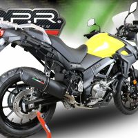 Exhaust compatible with Suzuki V-Strom 650 2021-2025, Furore Evo4 Nero, Homologated legal Mid-full system exhaust, including removable db killer and catalyst