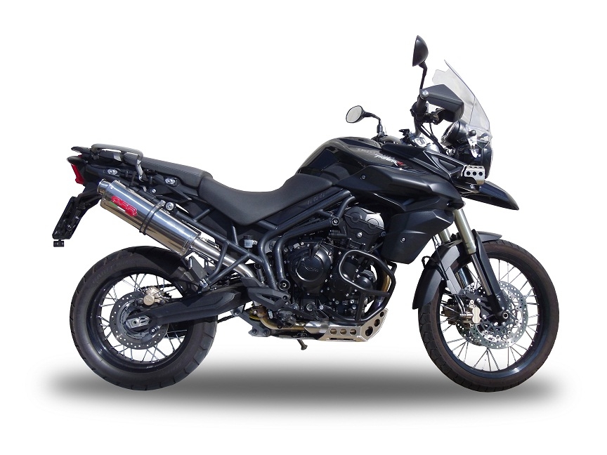 Esapament GPR compatibil cu Triumph Tiger 800 - Xr - Xc - Xrx - Xcx - Xrt - Xca 2017 Evacuare slip-on omologata, inclusiv db killer detașabil și cot de legătură,Trioval