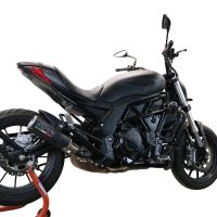 Exhaust compatible with Benelli 502 C 2019-2020, M3 Black Titanium, Homologated legal slip-on exhaust including removable db killer and link pipe