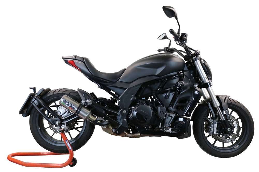 Esapament GPR compatibil cu Benelli 502 C 2021 Evacuare slip-on omologata, inclusiv db killer detașabil și cot de legătură,M3 Inox 