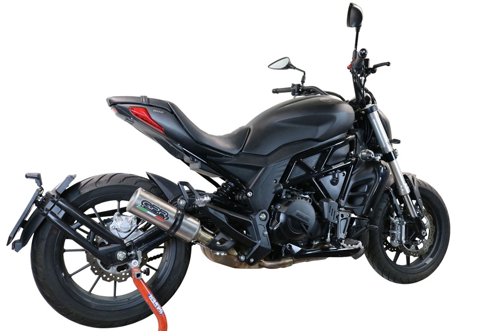 Esapament GPR compatibil cu Benelli 502 C 2021 Evacuare slip-on omologata, inclusiv db killer detașabil și cot de legătură,M3 Inox 