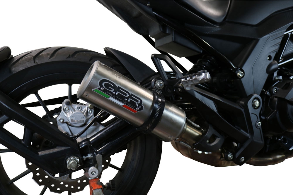 Esapament GPR compatibil cu Benelli 502 C 2021 Evacuare slip-on omologata, inclusiv db killer detașabil și cot de legătură,M3 Inox 