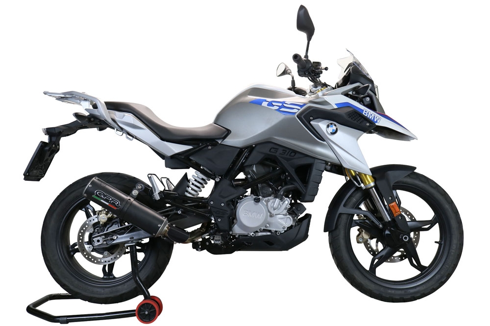 Esapament GPR compatibil cu Bmw G 310 Gs 2017 Sistem complet de evacuare legal omologat, inclusiv db killer și catalizator detașabil,M3 Black Titanium