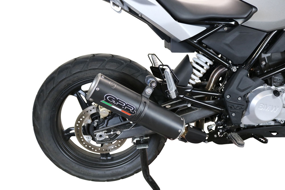 Esapament GPR compatibil cu Bmw G 310 Gs 2017 Sistem complet de evacuare legal omologat, inclusiv db killer și catalizator detașabil,M3 Black Titanium