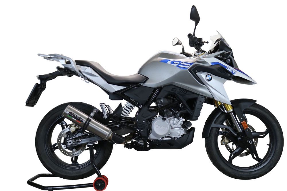Esapament GPR compatibil cu Bmw G 310 Gs 2022 Sistem complet de evacuare legal omologat, inclusiv db killer și catalizator detașabil,M3 Titanium Natural