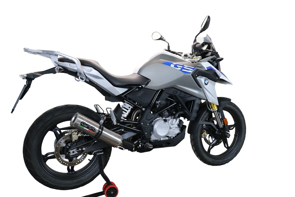 Esapament GPR compatibil cu Bmw G 310 Gs 2022 Sistem complet de evacuare legal omologat, inclusiv db killer și catalizator detașabil,M3 Titanium Natural