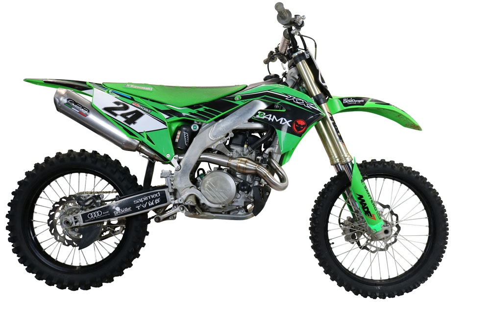 Esapament GPR compatibil cu Kawasaki Kx 450 F 2019 Sistem complet de evacuare de curse, inclusiv db killer/parascântei detașabil,Pentacross Inox