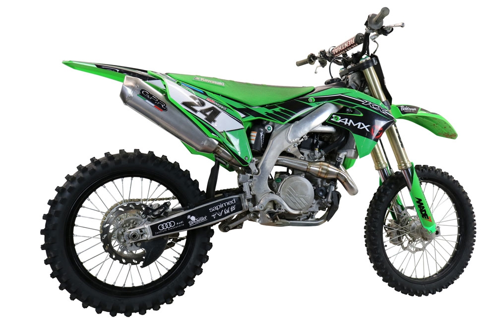 Esapament GPR compatibil cu Kawasaki Kx 450 F 2019 Sistem complet de evacuare de curse, inclusiv db killer/parascântei detașabil,Pentacross Inox