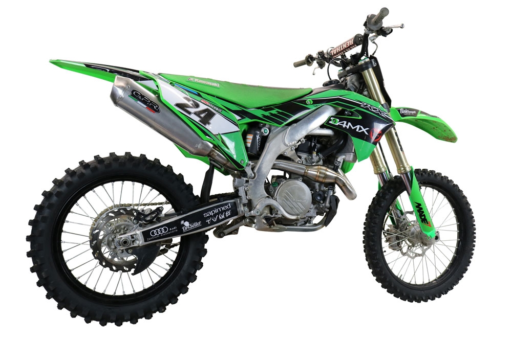 Esapament GPR compatibil cu Kawasaki Kx 450 F 2019 Sistem complet de evacuare de curse, inclusiv db killer/parascântei detașabil,Pentacross FULL Titanium