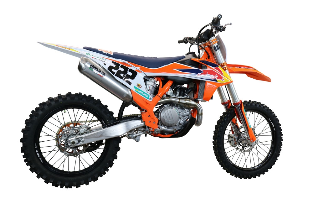 Exhaust compatible with Gas Gas MC 450F 2021-2023, Pentacross Inox, Racing full system exhaust, including removable db killer/spark arrestor