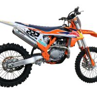 Exhaust compatible with Gas Gas MC 450F 2021-2023, Pentacross Inox, Racing full system exhaust, including removable db killer/spark arrestor