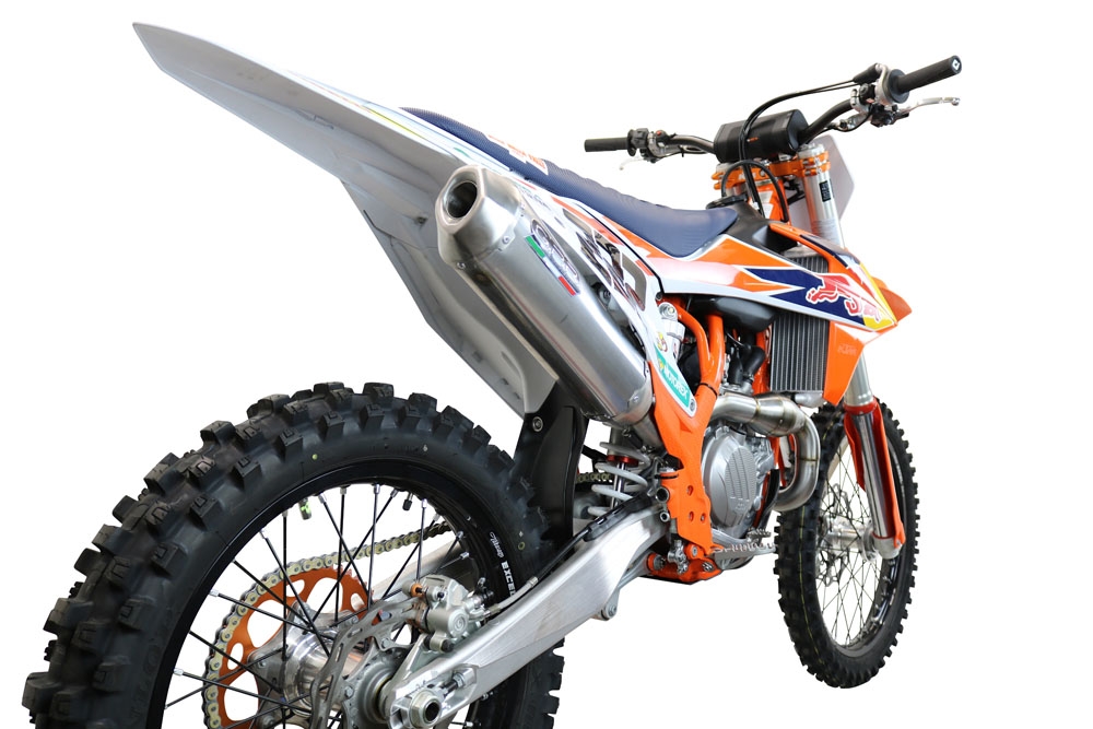 Exhaust compatible with Gas Gas MC 450F 2021-2023, Pentacross Inox, Racing full system exhaust, including removable db killer/spark arrestor