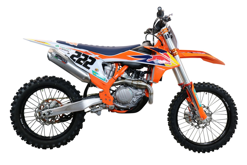 Esapament GPR compatibil cu Gas Gas MC 450F 2021 Sistem complet de evacuare de curse, inclusiv db killer/parascântei detașabil,Pentacross FULL Titanium