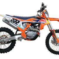 Esapament GPR compatibil cu Gas Gas MC 450F 2021 Sistem complet de evacuare de curse, inclusiv db killer/parascântei detașabil,Pentacross FULL Titanium