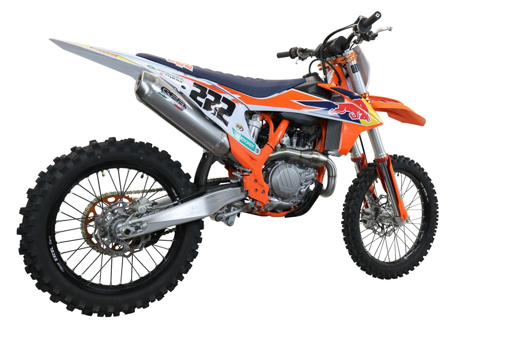 Esapament GPR compatibil cu Gas Gas MC 450F 2021 Sistem complet de evacuare de curse, inclusiv db killer/parascântei detașabil,Pentacross FULL Titanium