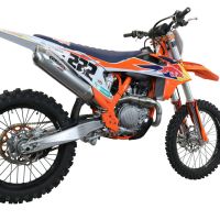 Esapament GPR compatibil cu Gas Gas MC 450F 2021 Sistem complet de evacuare de curse, inclusiv db killer/parascântei detașabil,Pentacross FULL Titanium