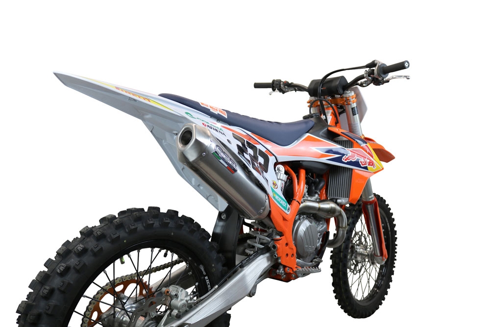 Esapament GPR compatibil cu Gas Gas MC 450F 2021 Sistem complet de evacuare de curse, inclusiv db killer/parascântei detașabil,Pentacross FULL Titanium
