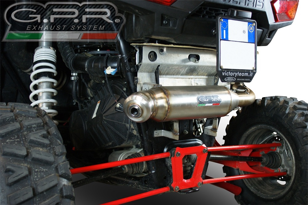 Exhaust compatible with Polaris Rzr XP 1000 2014-2023, Power Bomb, Homologated legal slip-on exhaust including removable db killer and link pipe