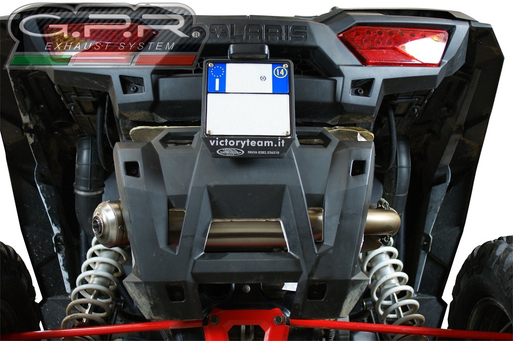 Exhaust compatible with Polaris Rzr XP 1000 2014-2023, Power Bomb, Homologated legal slip-on exhaust including removable db killer and link pipe