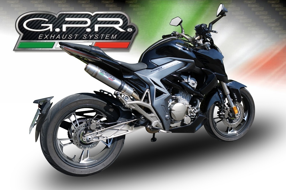 Exhaust compatible with Zontes Zt 310 2018-2020, Deeptone Inox, Homologated legal full system exhaust, including removable db killer and catalyst