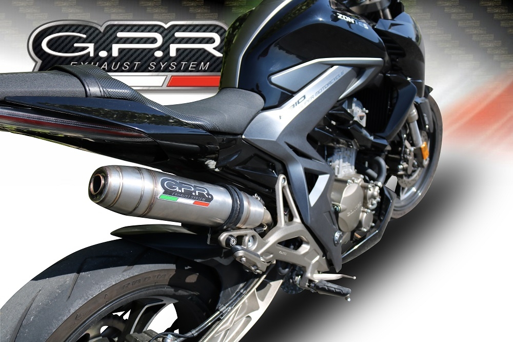 Exhaust compatible with Zontes Zt 310 2018-2020, Deeptone Inox, Homologated legal full system exhaust, including removable db killer and catalyst