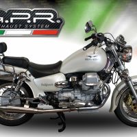 Esapament GPR compatibil cu Moto Guzzi California 1100 Special-Stone-Sport-Ev-Alu 1997 Evacuare cu dublă omologare legală, inclusiv db killer detașabile, coturi de legătură și catalizatori,Vintacone