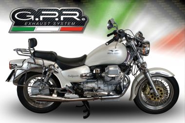 Esapament GPR compatibil cu Moto Guzzi California 1100 Special-Stone-Sport-Ev-Alu 1997 Evacuare cu dublă omologare legală, inclusiv db killers și coturi de legătură detașabile,Vintacone