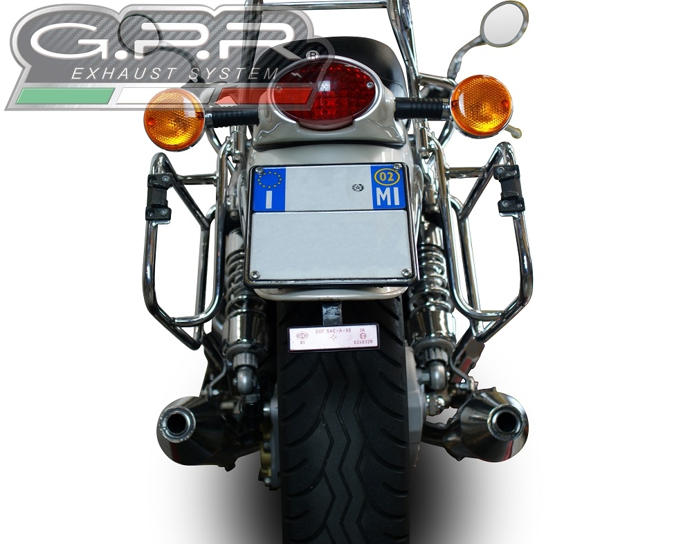 Esapament GPR compatibil cu Moto Guzzi California 1100 Special-Stone-Sport-Ev-Alu 1997 Evacuare cu dublă omologare legală, inclusiv db killer detașabile, coturi de legătură și catalizatori,Vintacone